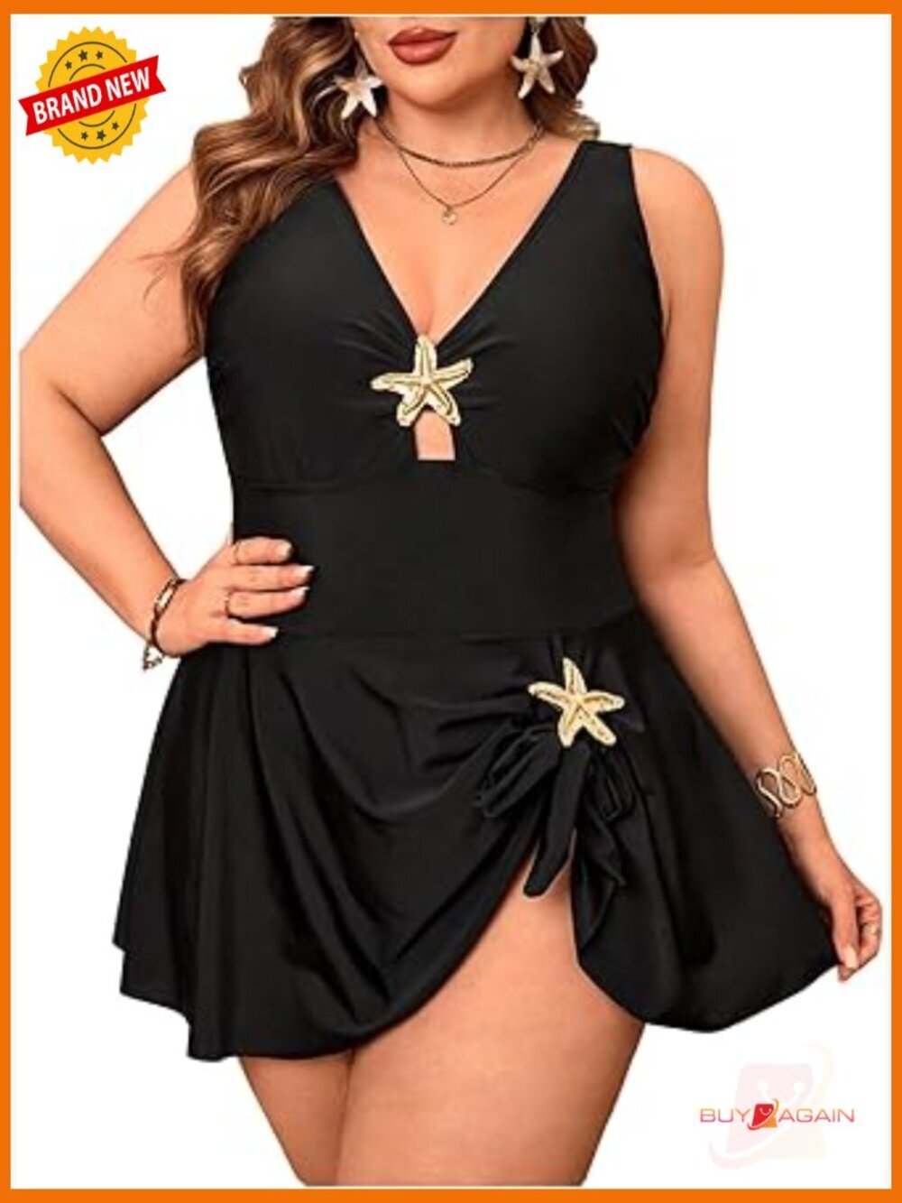 Plus Size One Piece Swim Dress Tummy Control Bathing Suit Beach Cover Up